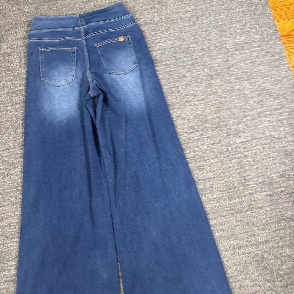 Halara Flex Baggy Wide Leg Jeans Small Pull On Blue Denim Stretch Lightweight - Picture 7 of 9